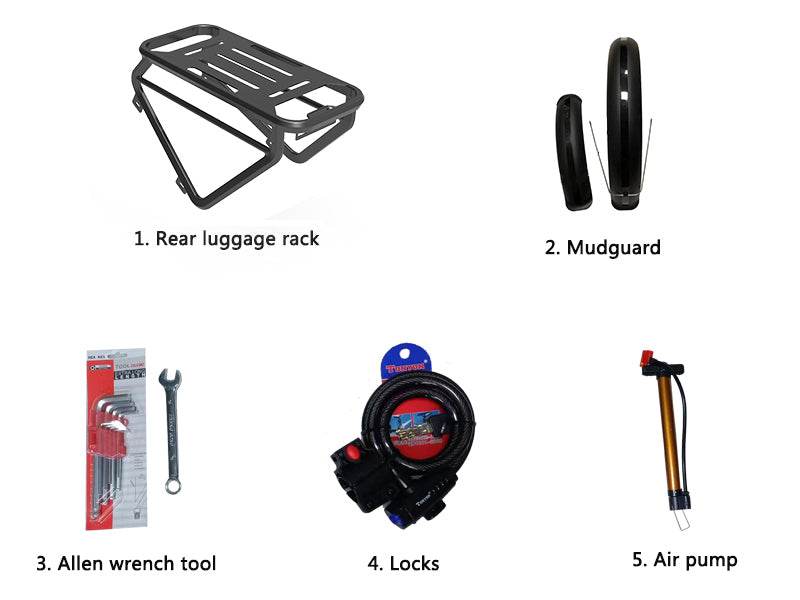 Dukawey Silvertip8 1000W 26” Fat Bike Mountain E-Bike Included Accessories